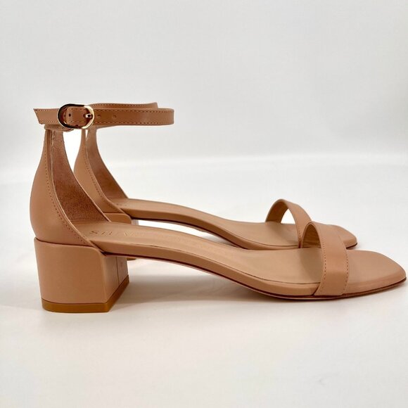 Stuart Weitzman NudistCurve 35 Sandal Size 6 B Adobe Patent Leather Square Toe - Picture 3 of 15